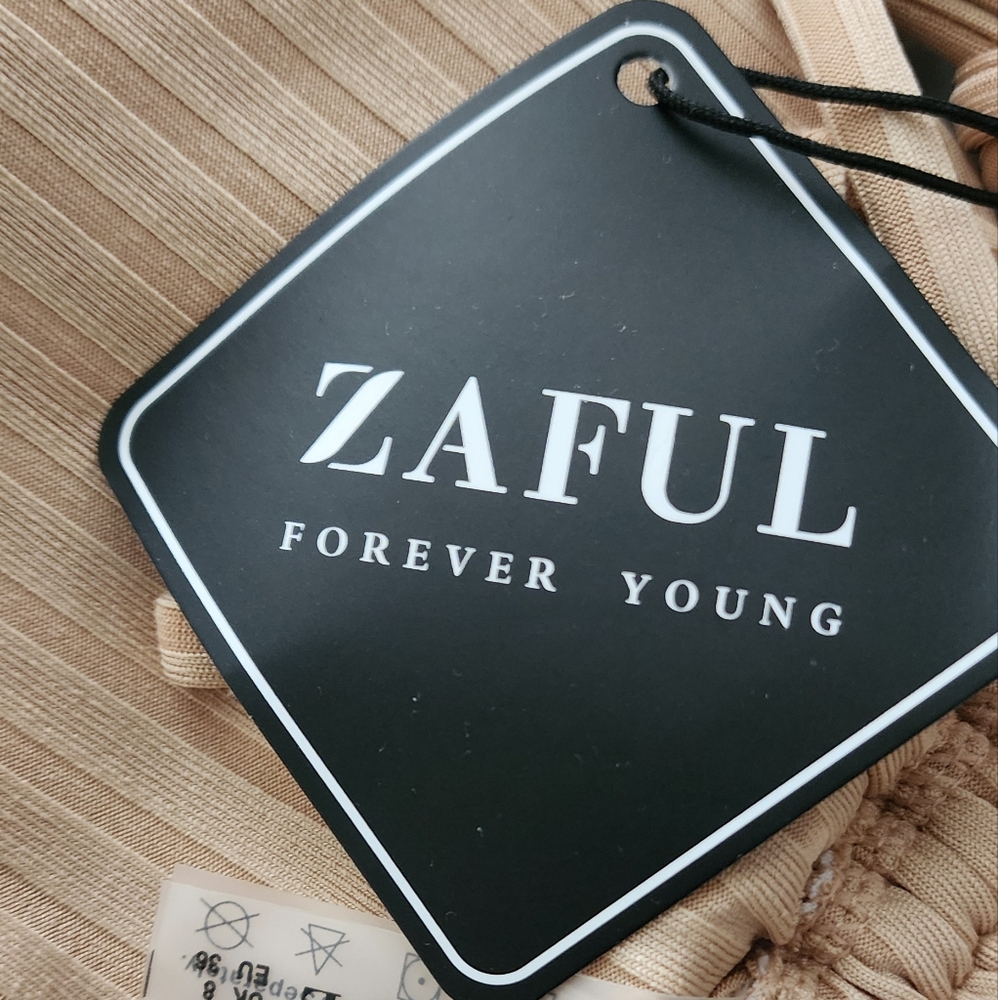 ZAFUL size 4 tan two piece swimsuit